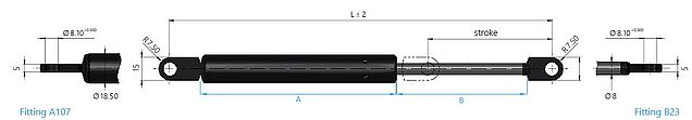 16-2 Gas spring with end fittings clevis