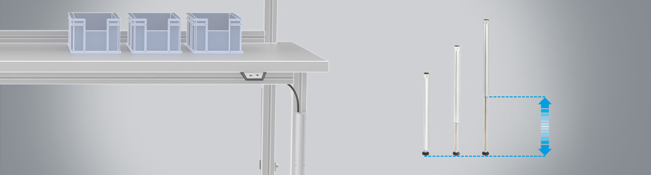 SUSPA electrical height adjustment for workbenches